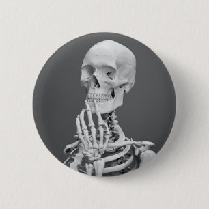 Skeleton Skull Halloween Black and White Grey 6 Cm Round Badge