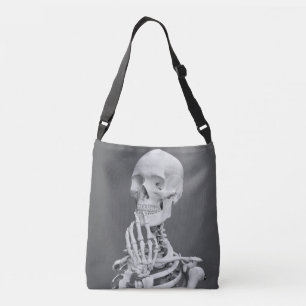 Skeleton Skull Halloween Black and White Grey Crossbody Bag