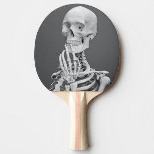 Skeleton Skull Halloween Black and White Grey Ping Pong Paddle