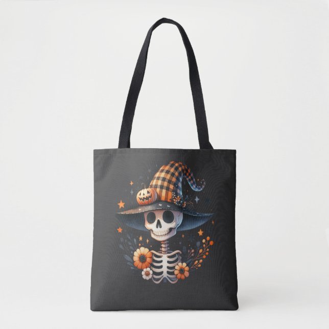 skeleton skull halloween day tote bag (Front)