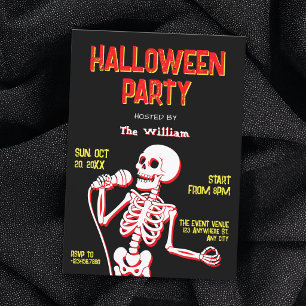 Skeleton skull halloween party  invitation