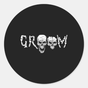 - Skeleton Skull Halloween Wedding Bachelor Classic Round Sticker