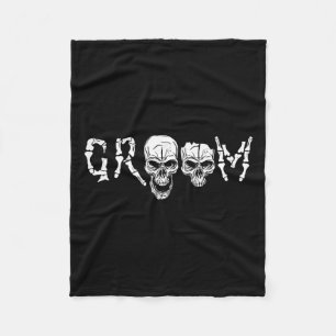 - Skeleton Skull Halloween Wedding Bachelor  Fleece Blanket