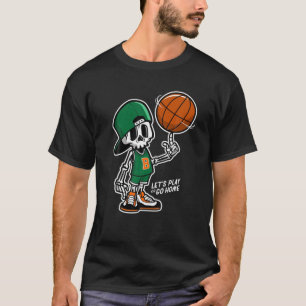 Skeleton Skull Play Basketball Graffiti Style Desi T-Shirt
