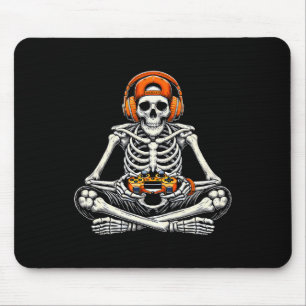 Skeleton Skull Video Game Gamer Men Boys Halloween Mouse Mat
