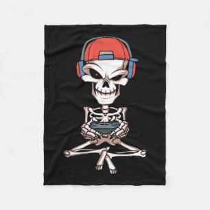 Skeleton Skull Video Gamer Halloween Outfit Men Bo Fleece Blanket