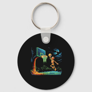 Skeleton Slam Dunk Hoop Bysketbyll Halloween Men B Key Ring