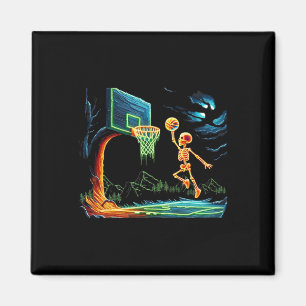Skeleton Slam Dunk Hoop Sketll Halloween Men Boys Magnet