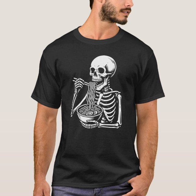 Skeleton Slurping Noodles T-Shirt (Front)