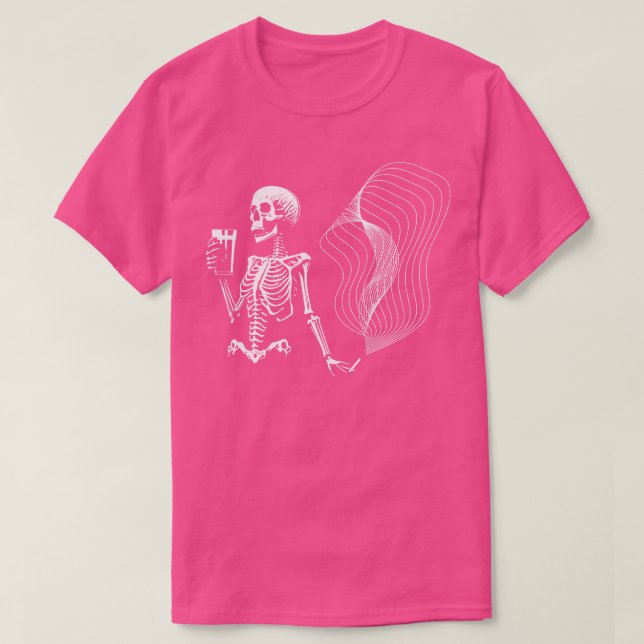 Skeleton smoking and drinking beer T-Shirt (Design Front)