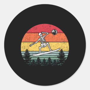 Skeleton Snowboarding Snowboard Moon Snowboarder - Classic Round Sticker