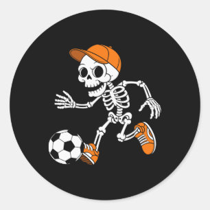Skeleton Soccer Halloween Costume Funny Footll Men Classic Round Sticker