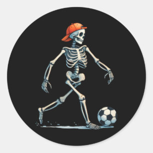 Skeleton Soccer Halloween Costume Funny Men Boys K Classic Round Sticker