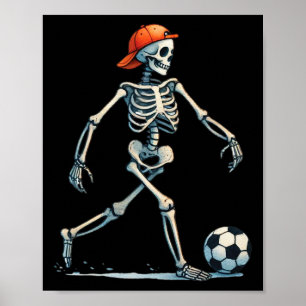 Skeleton Soccer Halloween Costume Funny Men Boys K Poster