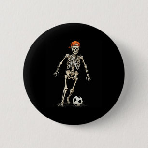 Skeleton Soccer Halloween Funny Spooky Playing Soc 6 Cm Round Badge