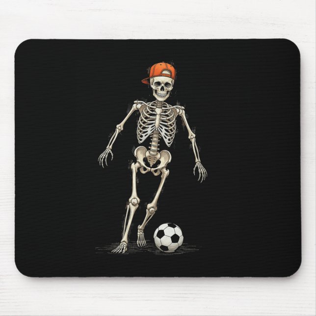 Skeleton Soccer Halloween Funny Spooky Playing Soc Mouse Mat (Front)