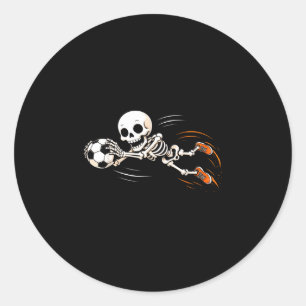 Skeleton soccer halloween goalkeeper boys kids classic round sticker