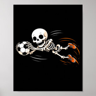 Skeleton soccer halloween goalkeeper boys kids poster