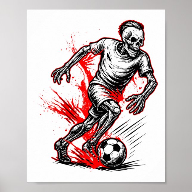 Skeleton Soccer Player - Spooky Halloween Ghost  Poster (Front)
