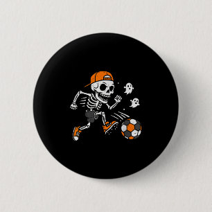 Skeleton Soccer Pumpkin Halloween Costume Boys Tee 6 Cm Round Badge