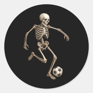 Skeleton Soccer Retro Halloween Costume Funny Men Classic Round Sticker