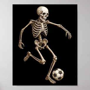 Skeleton Soccer Retro Halloween Costume Funny Men Poster