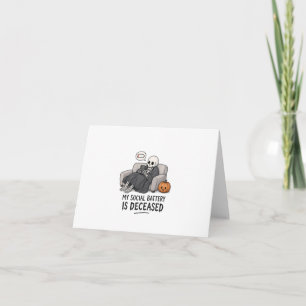 Skeleton Social Battery Deceased Funny Halloween I Thank You Card