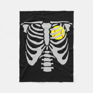 Skeleton Softll Player Kids Funny Softll Halloween Fleece Blanket