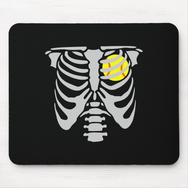Skeleton Softll Player Kids Funny Softll Halloween Mouse Mat (Front)