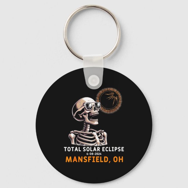 Skeleton Solar Eclipse Mansfield Ohio Key Ring (Front)