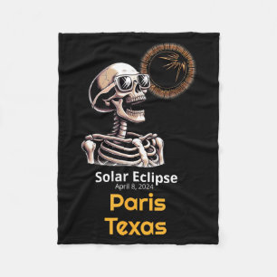 Skeleton Solar Eclipse Paris Texas Illustration Fleece Blanket
