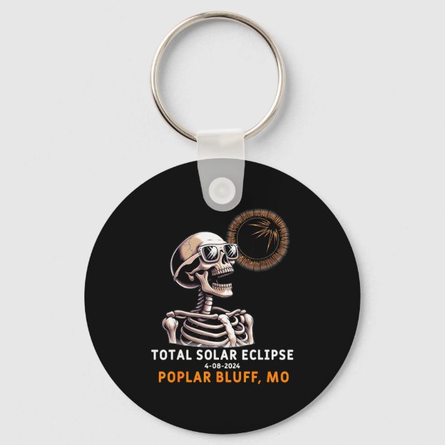 Skeleton Solar Eclipse Poplar Bluff Key Ring (Front)