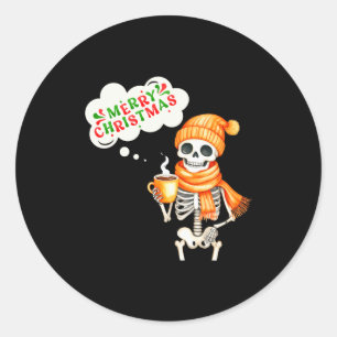 Skeleton Speak Merry Christmas Waer F And Hold Cof Classic Round Sticker