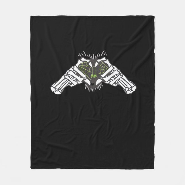 Skeleton Spider Heart Fleece Blanket (Front)