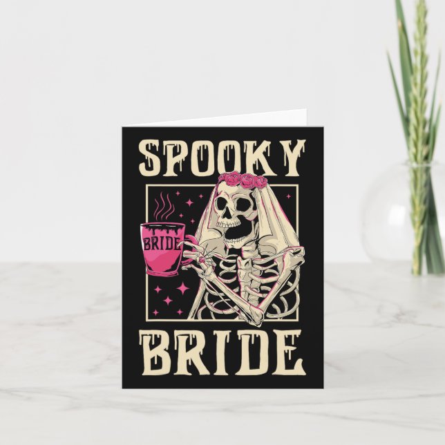 Skeleton Spooky Bride Wedding Chelorette Halloween Card (Front)