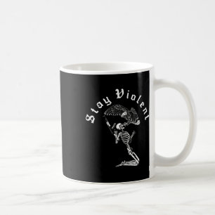 Skeleton Stay Violent Vintage 90s Halloween Spooky Coffee Mug