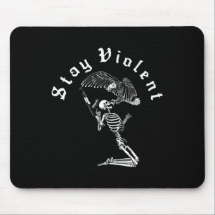 Skeleton Stay Violent Vintage 90s Halloween Spooky Mouse Mat