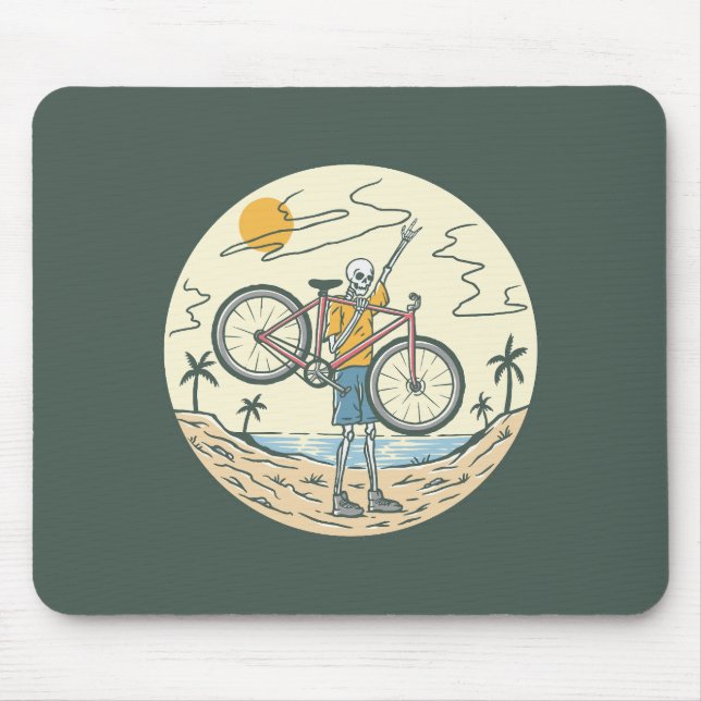 Skeleton Summer Bike Mouse Mat (Front)