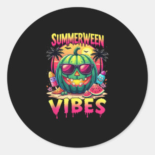 Skeleton Summer Summerween Vibes Watermelon Jack-O Classic Round Sticker