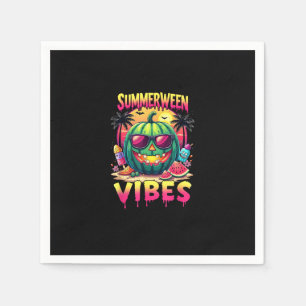 Skeleton Summer Summerween Vibes Watermelon Jack-O Napkin