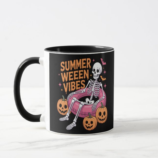 Skeleton Summer Vibe Summerween Mug (Left)