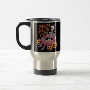 Skeleton Summer Vibe Summerween Travel Mug