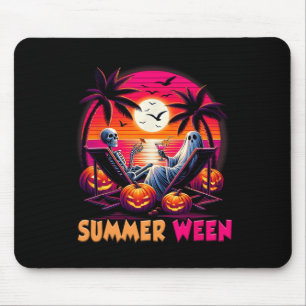 Skeleton Summer-ween Beach Halloween Vibe Sunset P Mouse Mat