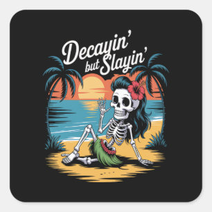 Skeleton Summerween Square Sticker
