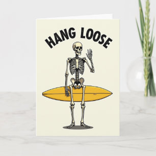 Skeleton Surfer Birthday Card