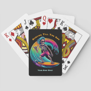 Skeleton Surfer Riding A Wave Playing Cards