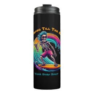 Skeleton Surfer Riding A Wave Thermal Tumbler