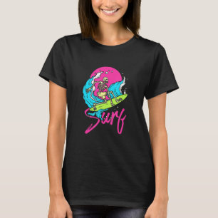 Skeleton Surfer Surfing Waves Riding Longboard Sur T-Shirt