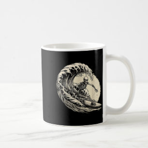 Skeleton Surfer Vintage Big Wave Surfing Funny Coffee Mug