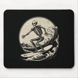 Skeleton Surfer Vintage Big Wave Surfing Funny Hal Mouse Mat